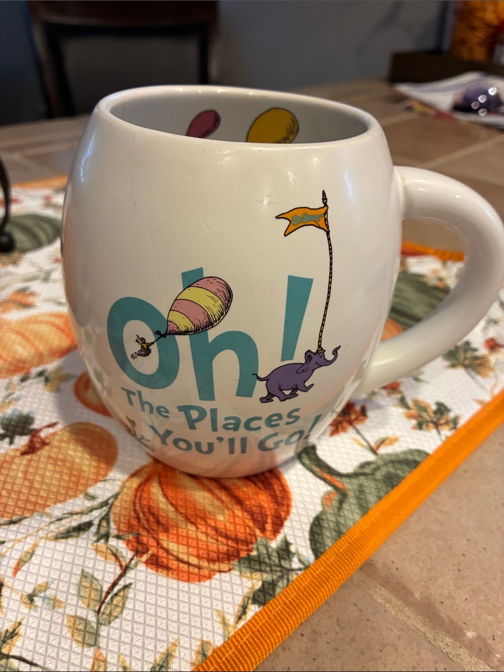 Dr. Seuss White Mug with Teal, Purple and Yellow Accents